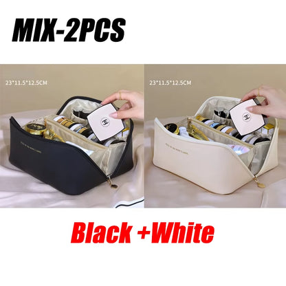 2Pcs Cosmetics Storage Kit Large Capacity Travel Toiletry Bag Makeup Bag Ins Advanced Sense Portable Cosmetic Storage Bag