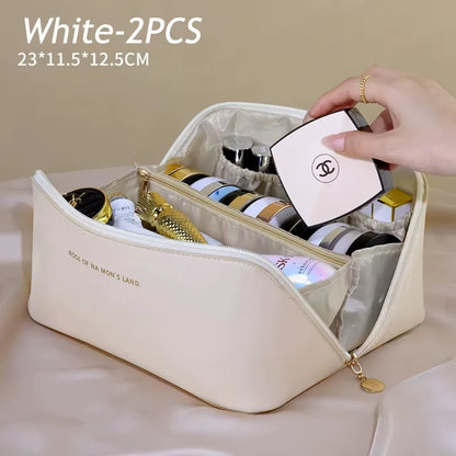 2Pcs Cosmetics Storage Kit Large Capacity Travel Toiletry Bag Makeup Bag Ins Advanced Sense Portable Cosmetic Storage Bag